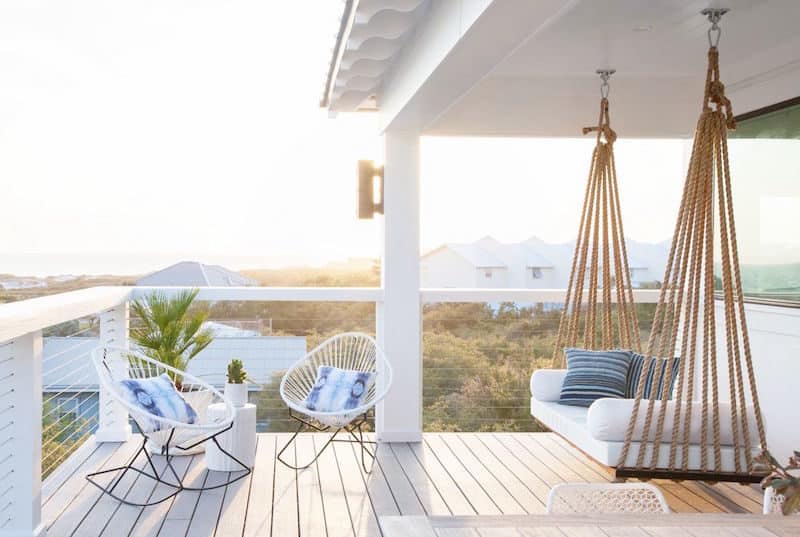 inlet beach house tour outdoor patio swing rocking chair