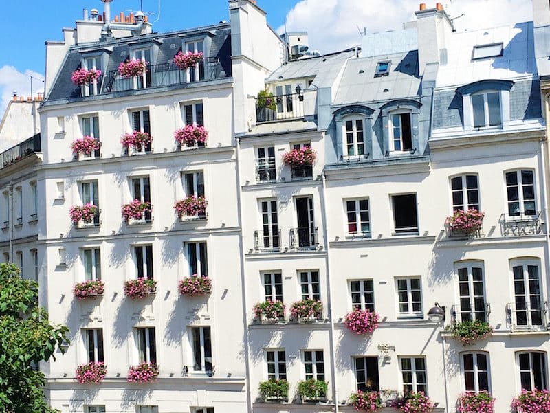 Paris Apartment White Exterior Flower Box