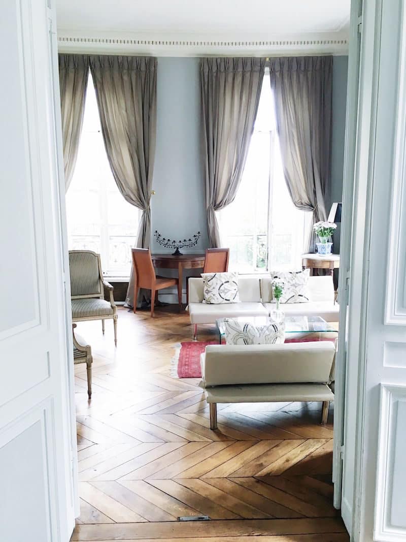 Paris Apartment Living Room Herringbone Floors