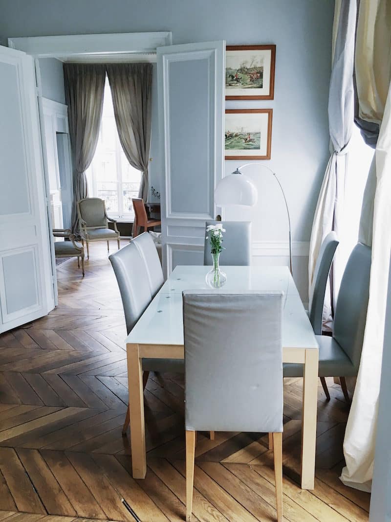 Paris Dining Room Chevron Floors Table Chairs 