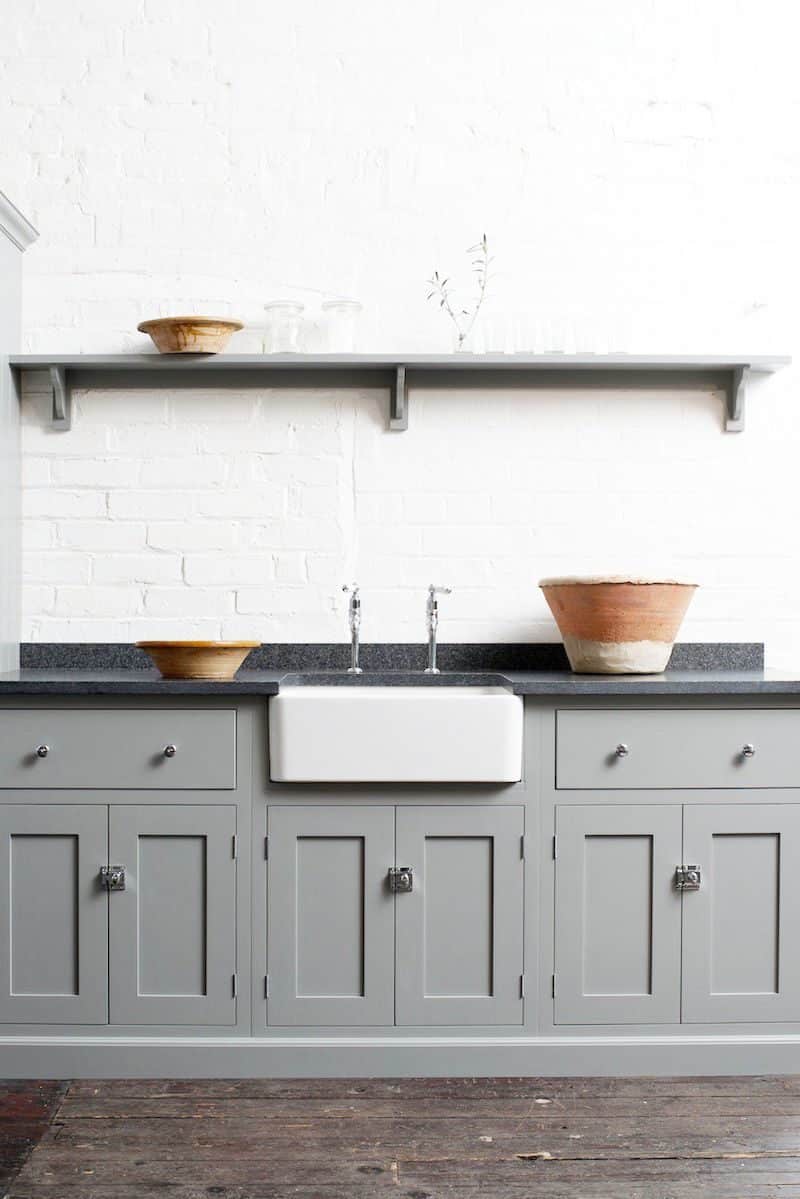 black countertops grey cabinets