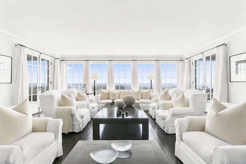 southampton estate white living room oceanfront
