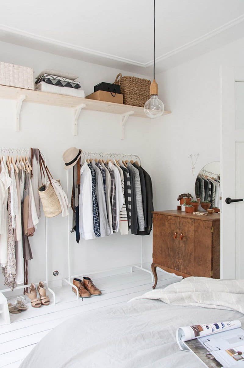 clothing rack closets shelving white