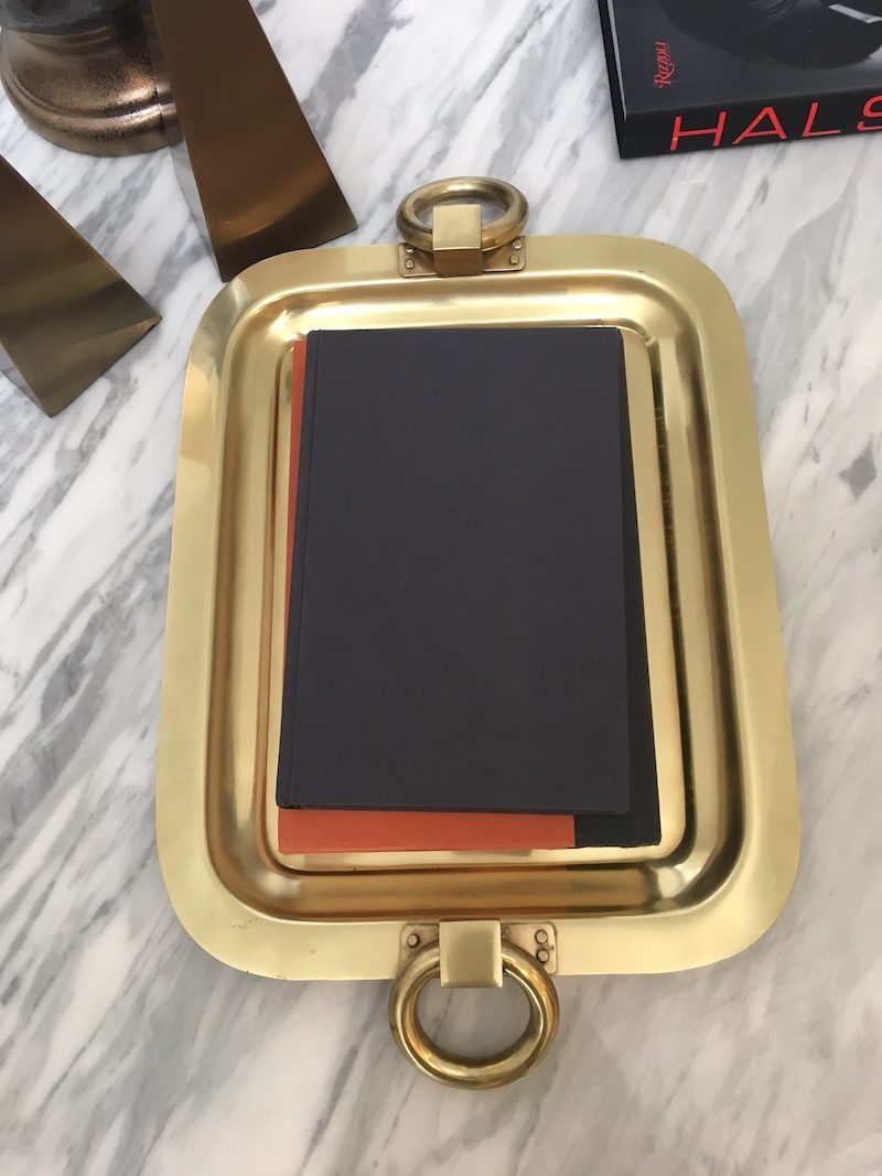 coffee table styling gold platter