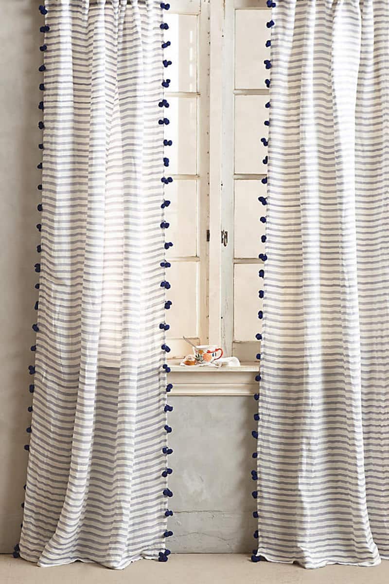 Alt tag for navy-blue-stripe-pom-pom-curtain-drapes-cococozy