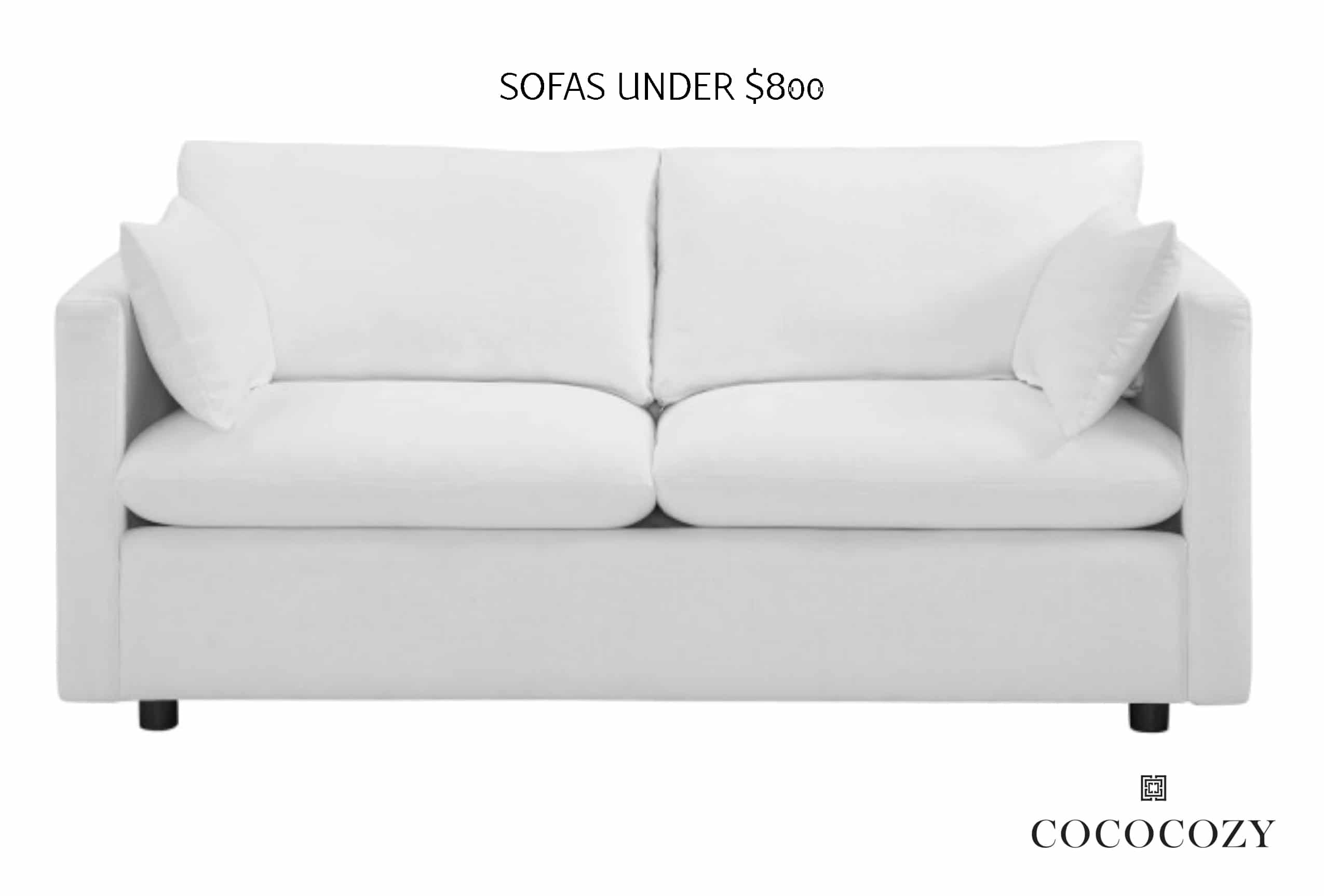 Alt tag for Sofas_under_$800_White_Love_Seat_Pillows