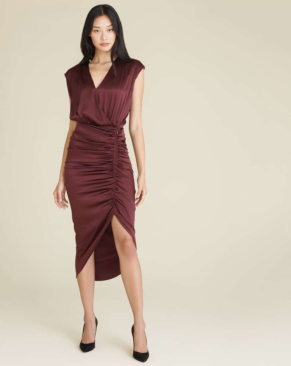 Casela Ruched Stretch-Silk Dress