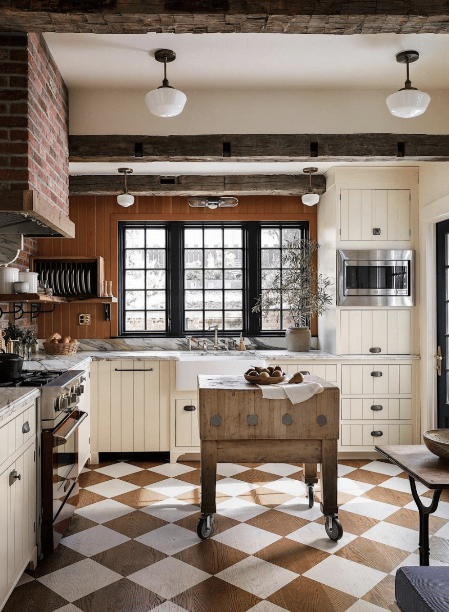 Alt tag for Vintage Kitchen Charm / Checkered Floors