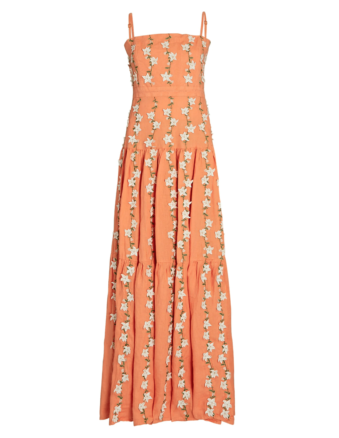 Lima Floral-Appliquéd Linen Maxi Dress