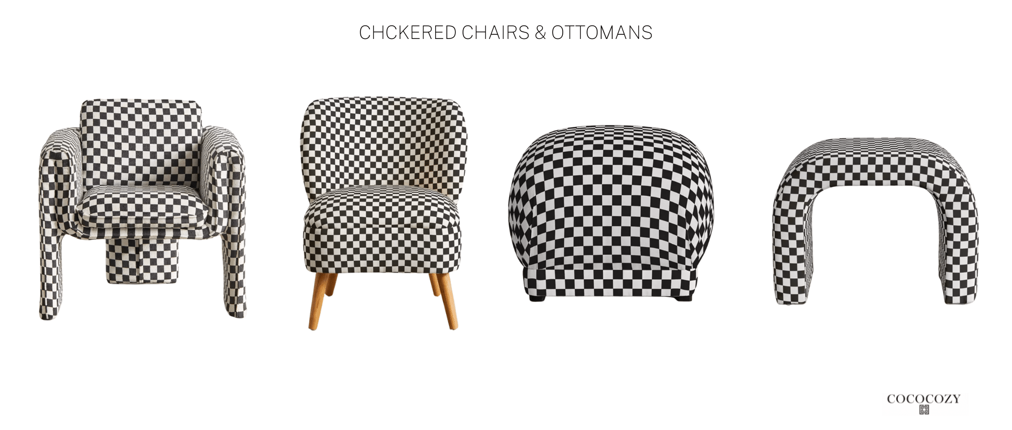 Alt tag for checkered-chairs-ottoman-cococozy