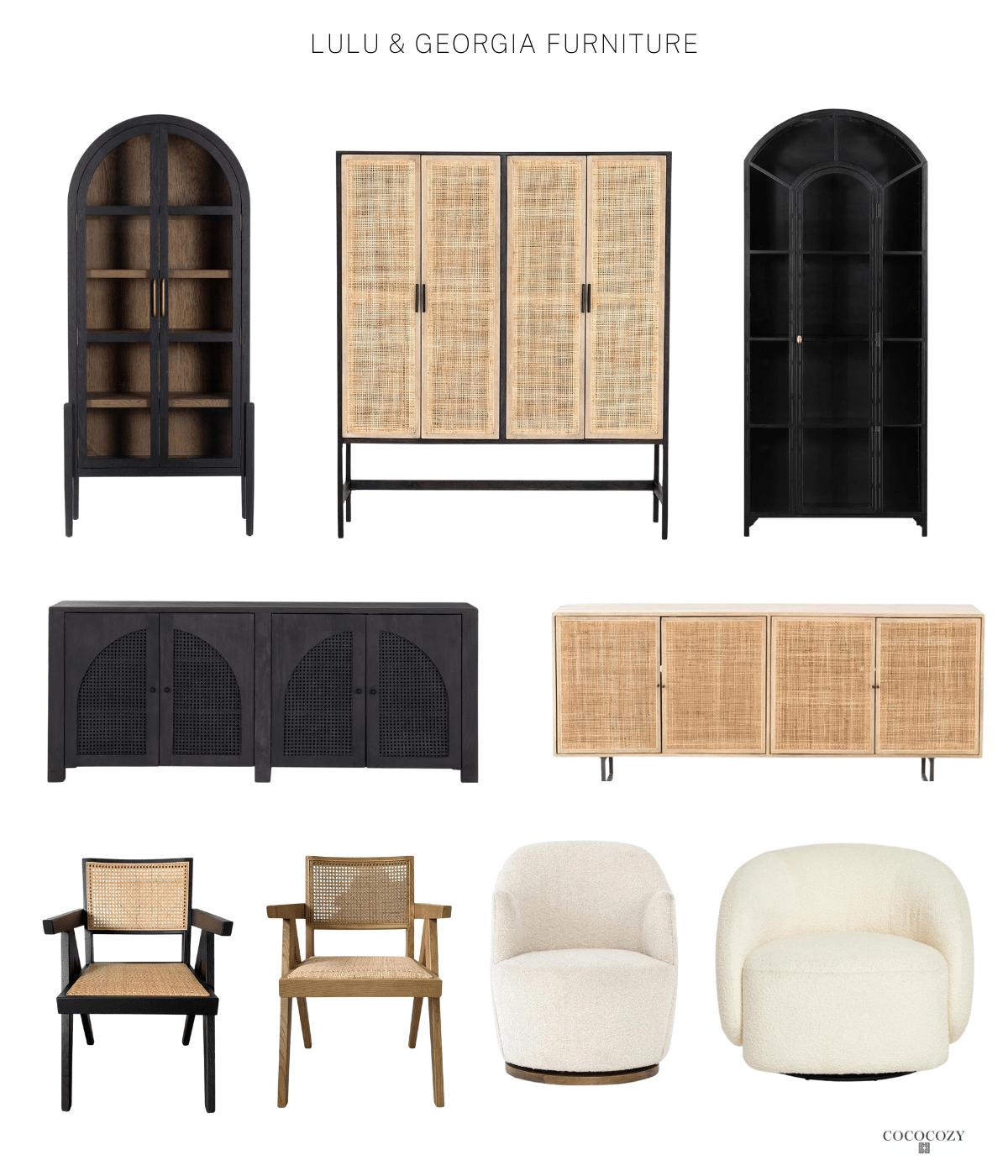 Alt tag for fall-furniture-console-table-bookshelf-armchair-neutral-colors-black-cabinet-lulu-and-georgia-cococozy