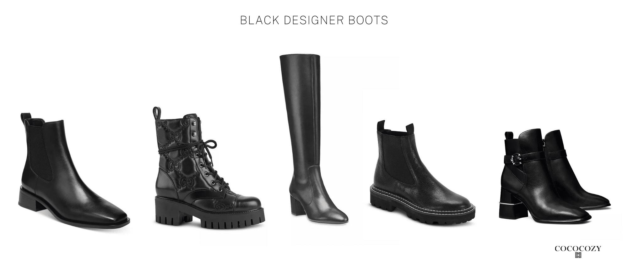 Alt tag for black-designer-boots-tory-burch-gucci-bloomingdales-cococozy