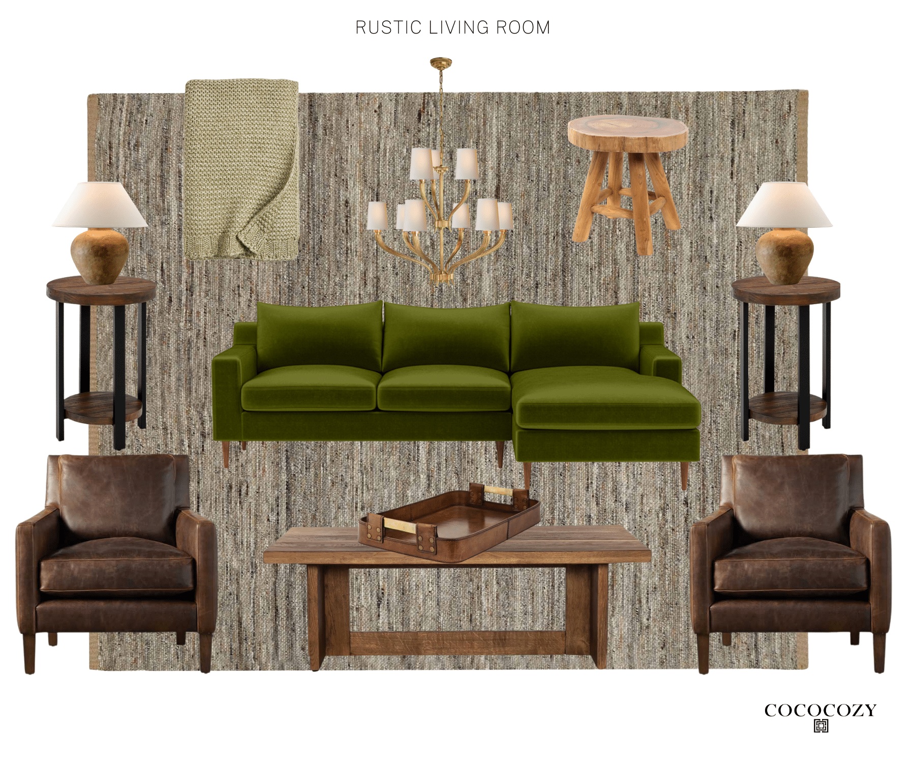 Alt tag for living-room-sofa-rustic-cozy-green-couch-wood-coffee-table-cococozy