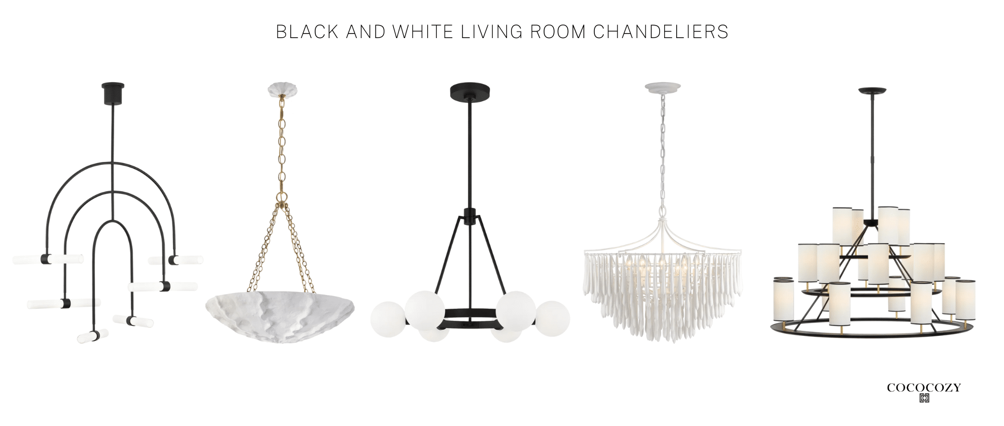 Alt tag for black-and-white-living-room-Chandeliers-board-visualcomfort-cococozy