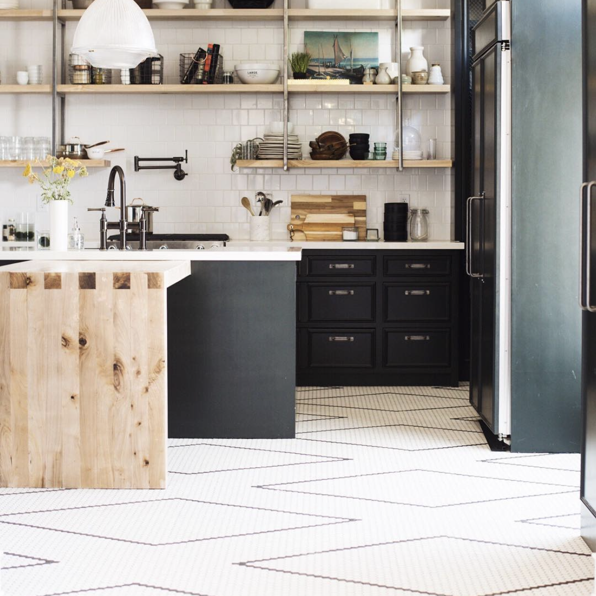 big white minimalistic kitchen floor tiles 2