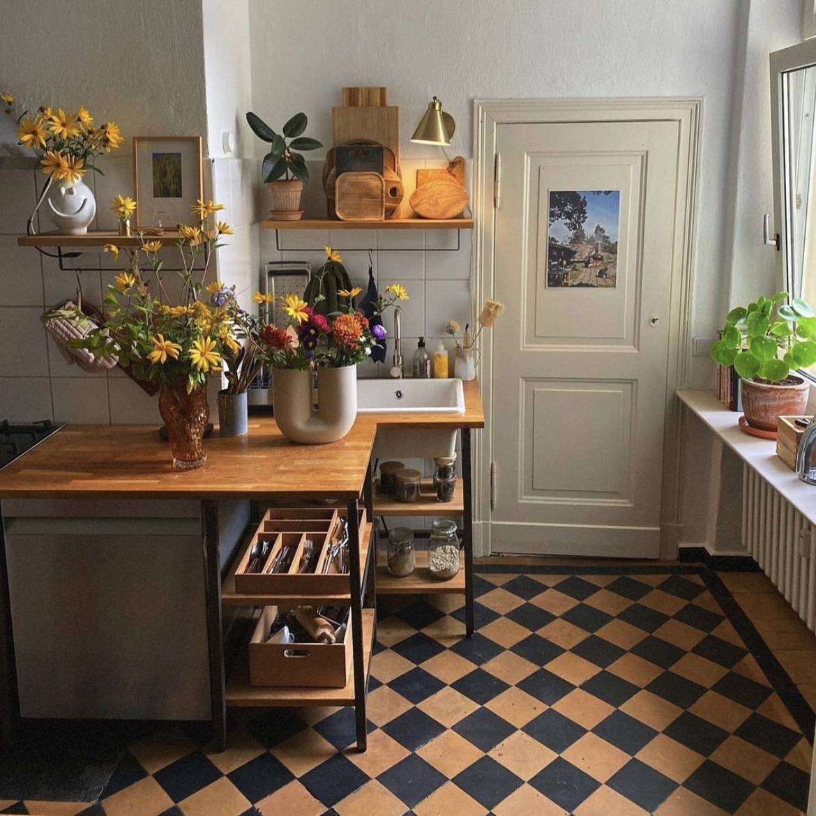 black and orange kitchen tile floor 2