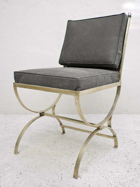 Romana Side Chair made with wrought iron, shown in a silver leaf finish