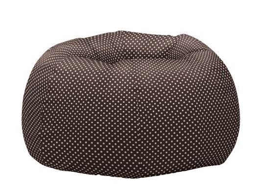 oversided brown bean bag chair with white spots