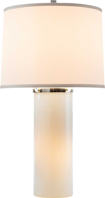 Barbara Barry design lamp with white glass with silver hardware