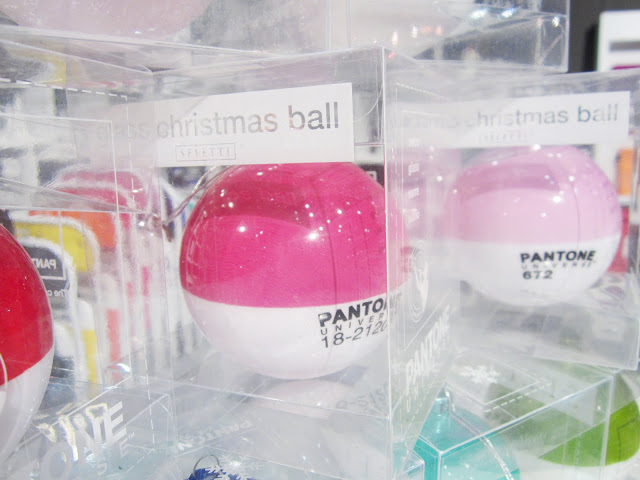 Close up of Pantone Christmas ornaments