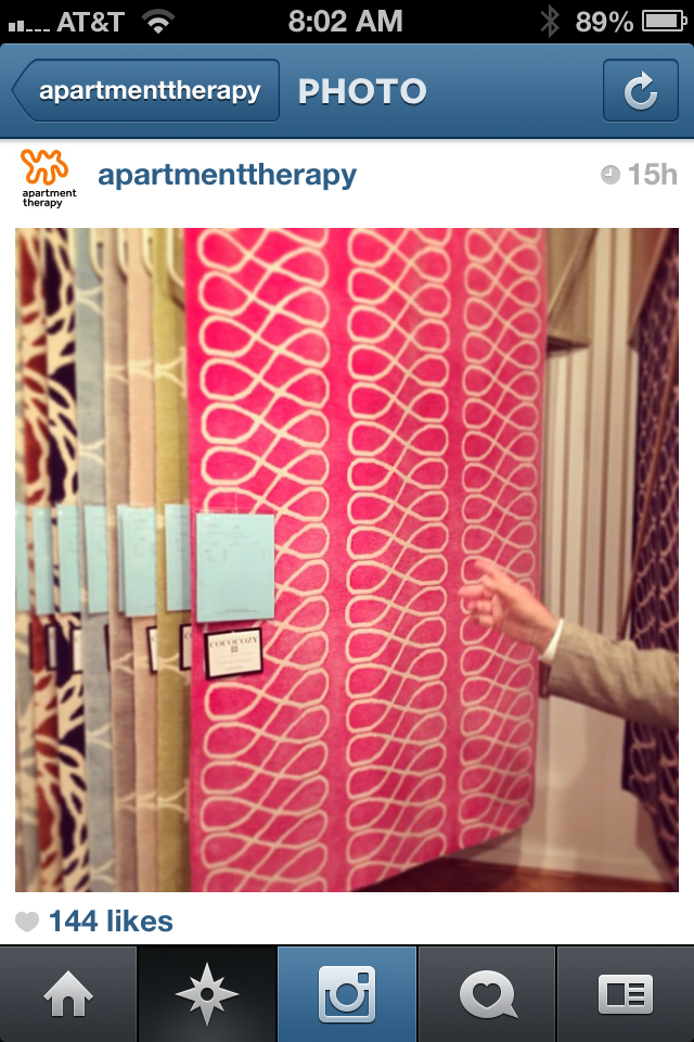 Instagram from Apartment Therapy founder Maxwell Ryan showing a pink COCOCOZY Loop Rug