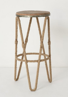 rustic barstool with rope detailing