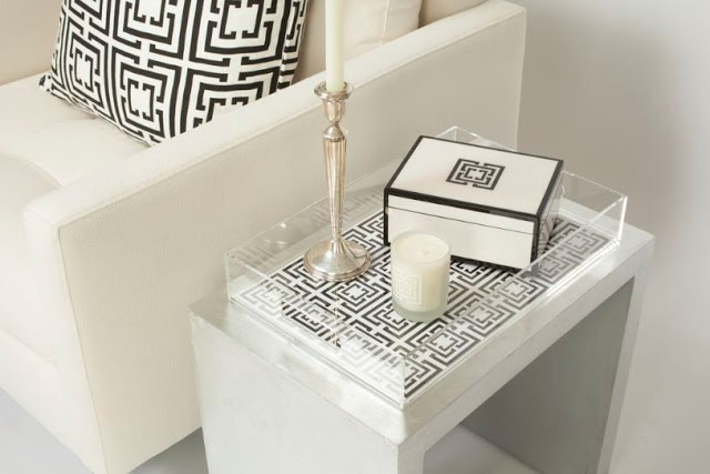 COCOCOZY Lucite Tray in black and white