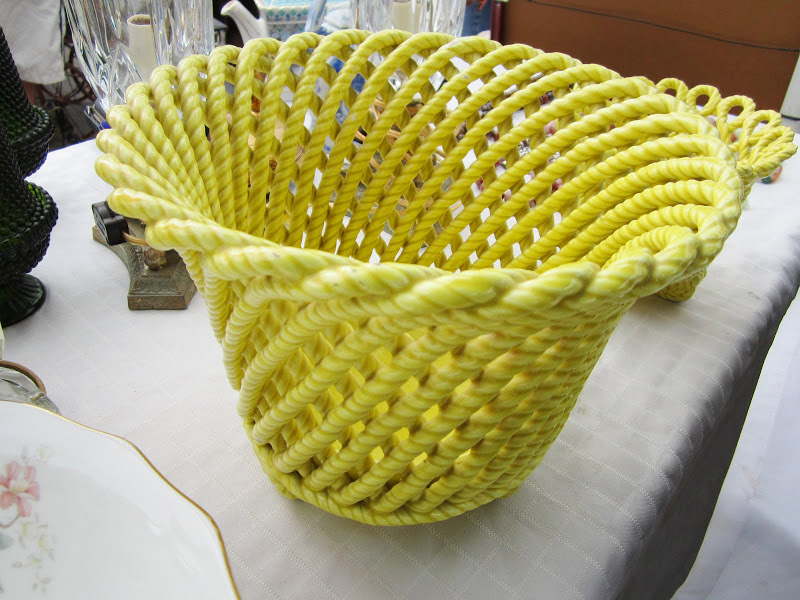 Yellow ceramic rope pot