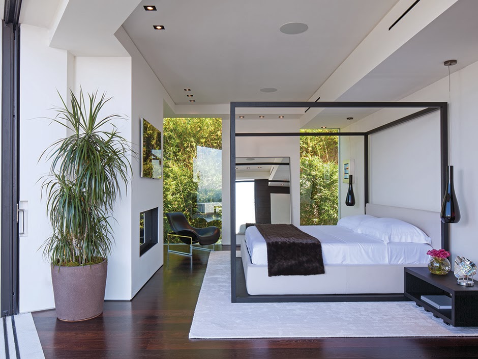 Bedroom in a modern Beverly Hills mansion