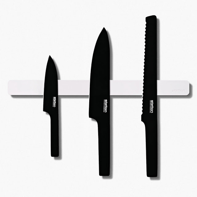 stelton black knife set magnet magnetic holder modern
