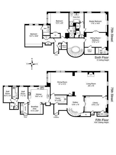 Floor plan for a home on Park Avenue in New York City
