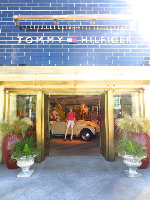 Store exterior Tommy Hilfiger West Hollywood Los Angeles brass doorway retail clothing fashion