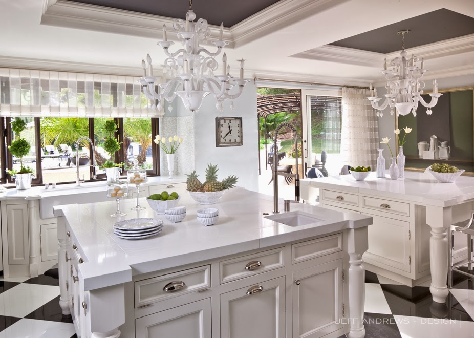 Kris Jenner's black and white kitchen