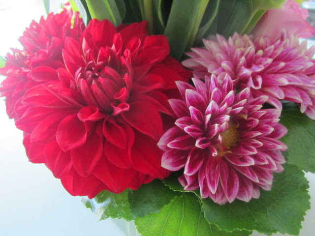 Close up of a red flower arrangement 