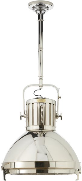 Polished nickel dome pendant light from Ralph Lauren