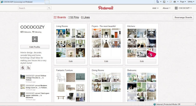 Screen grab of COCOCOZY Pinterest