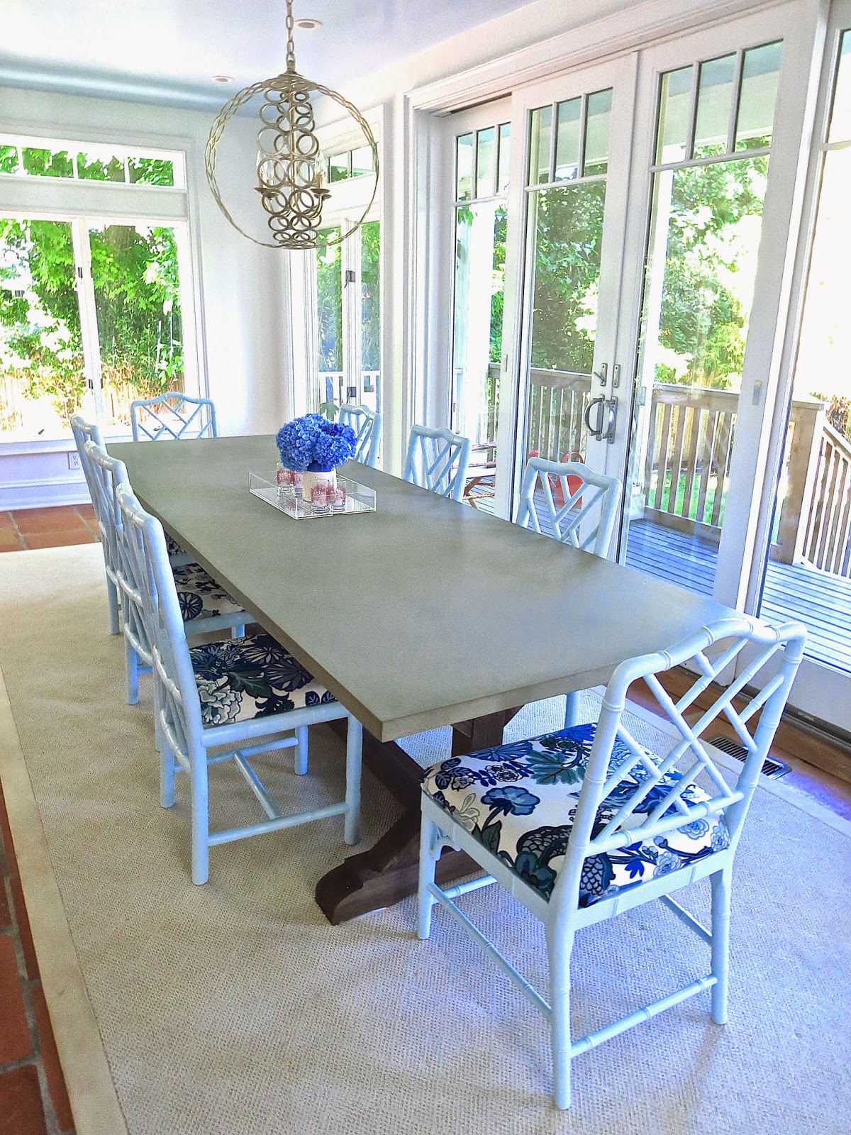 dining room table light blue chippendale chairs east hampton