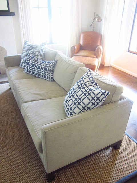 mix and match COCOCOZY pillows on the living rooms neutral dueling sofas