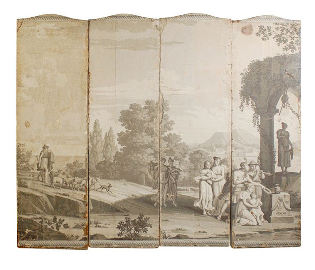 18th century Zuber wallpaper depicting a pastoral scene