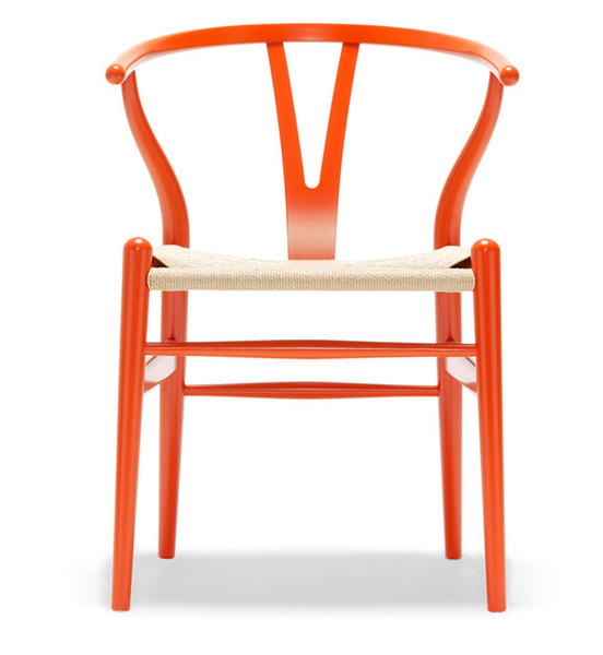 Orange lacquer classic Hans Wegner designed chair