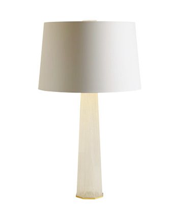 White Murano glass table lamp with white shade by Thomas Pheasant