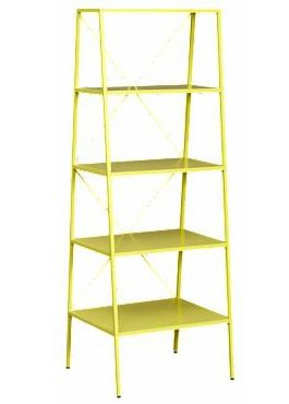 Metal powdercoated book shelf in bright yellow-green from cb2