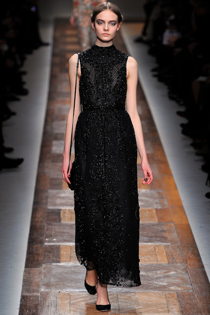 model from valentino fall 2012 runway show valentino fall 2012 black sleveless sparkly gown