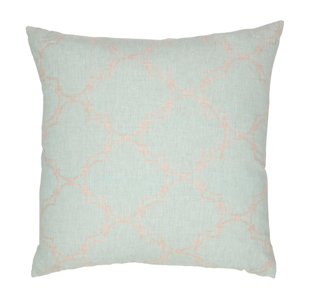 COCOCOZY Quatrefoil Reverse Natural Linen Pillow Cover in Sea Foam