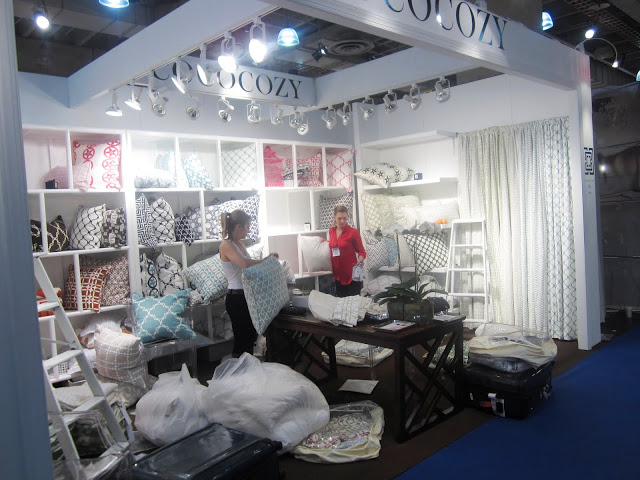 Packing up all the pillow cases in the COCOCOZY booth at New York International Gift Fair