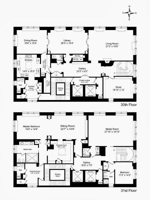 Floor plan of a NYC penthouse