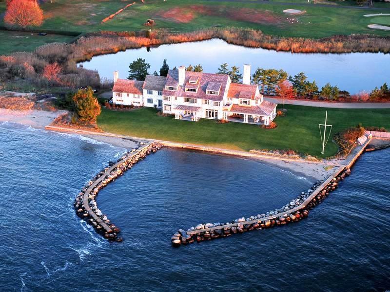 aerial view of katharine hepburn's waterfront connecticut home
