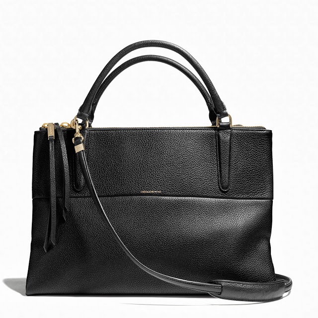 Black Coach Borough Bag in Black Pebbled Leather