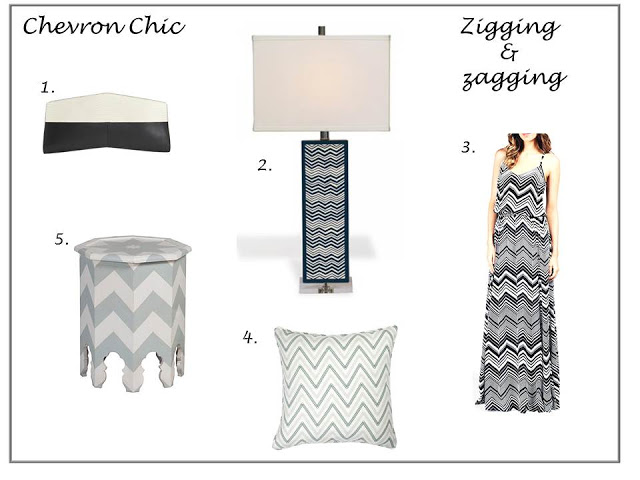 chevron zigzag clutch purse side table lamp maxi dress pillow home decor fashion shopping