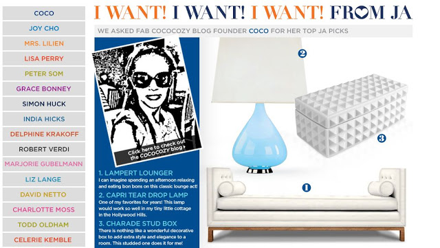 screen grab of Coco of COCOCOZY's I Want list on the Jonathan Adler